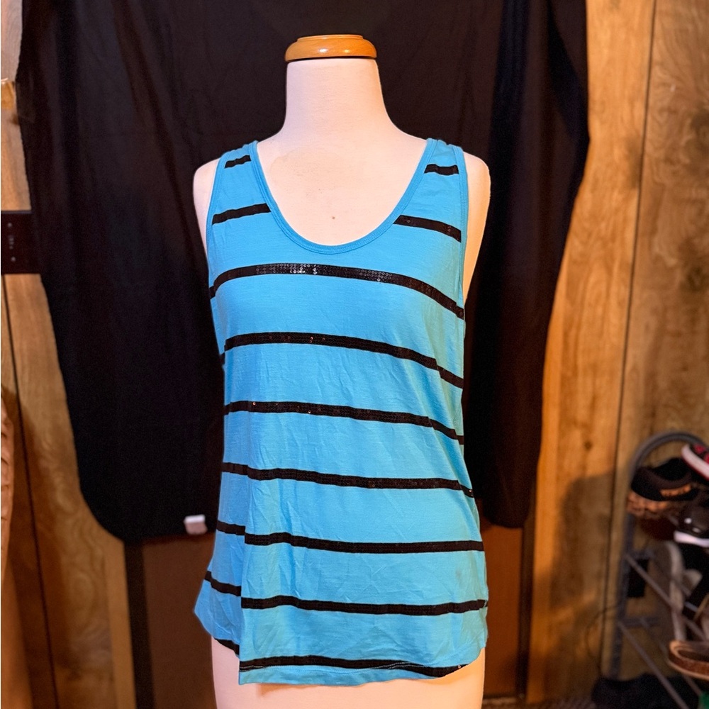 Victoria's Secret Blue and Black Relaxed Tank Top